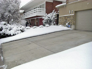 Snowmelt system installed in concrete heated driveway.