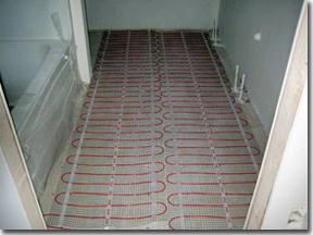ComfortTile mats installed for heated bathroom floor.